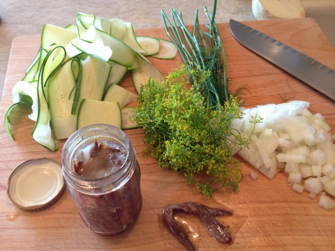 King Salmon & Zucchini Pasta with Anchovy Brown Butter Sauce 2014-07-21 023 (480x360)