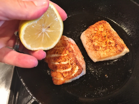 Pan Seared Halibut with Sweet Corn & Jalapeno Sauce 030 (560x420)