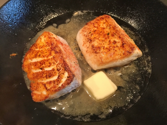 Pan Seared Halibut with Sweet Corn & Jalapeno Sauce 031 (560x420)