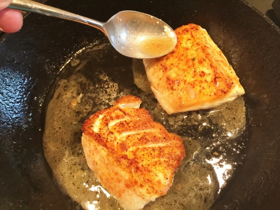 Pan Seared Halibut with Sweet Corn & Jalapeno Sauce 033 (560x420)